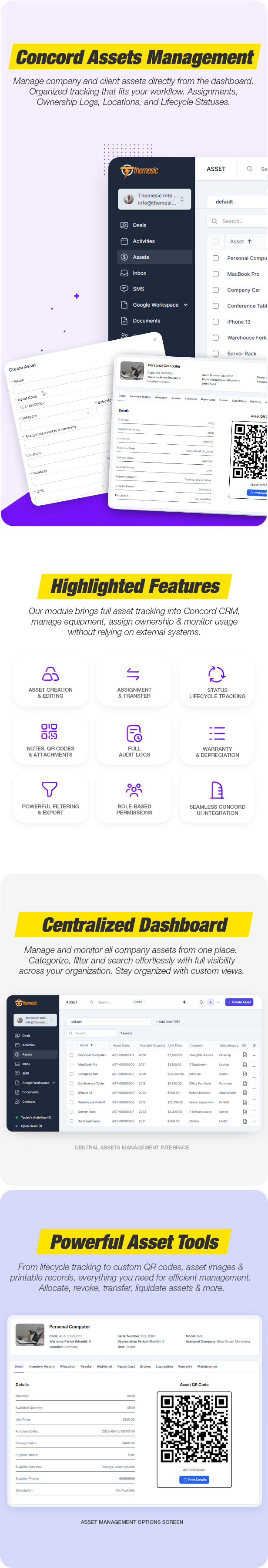 Assets Management Module for Concord CRM - Manage Company and Customer Assets - 1