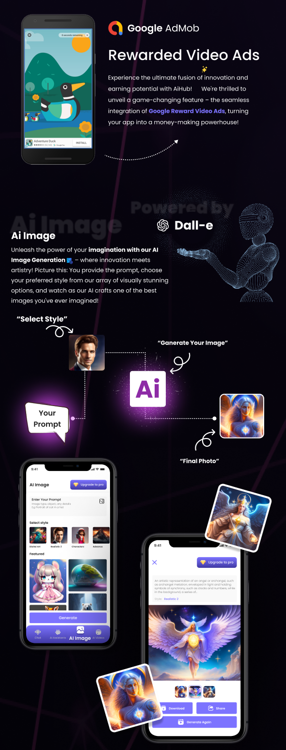 AiHub - Video, Image and Text generative AI mobile app | Flutter based Android, iOS Compatible app - 9