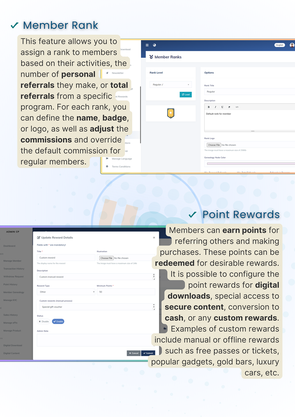 Member Rank and Point Rewards