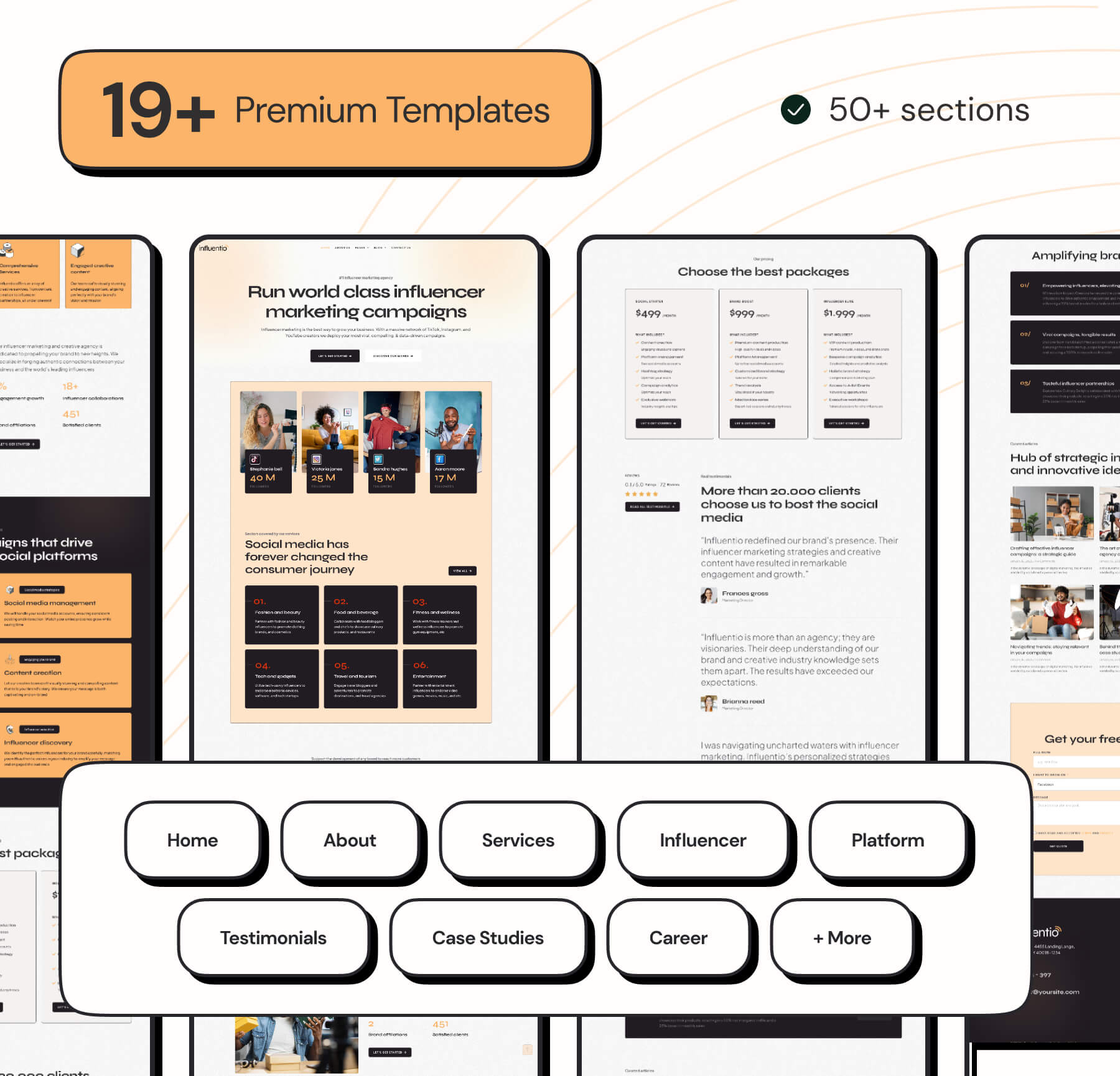 Influentio Influencer Influentio - Marketing & Creative Agency Elementor Pro Template Kit - 2