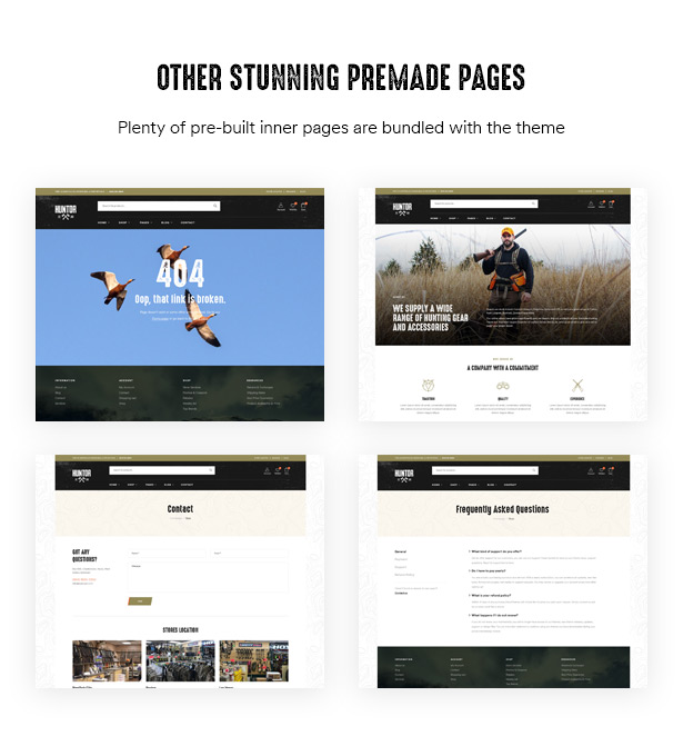 Huntor Hunting Outdoor Shop WooCommerce Theme Stunning Premade Pages