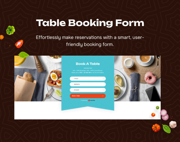 Smart table booking form