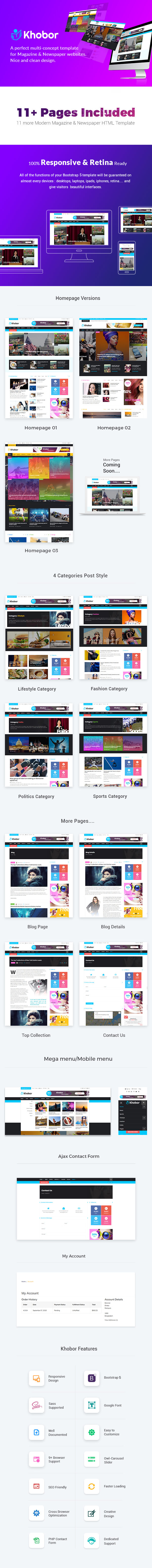 Khobor - Magazine & Newspaper HTML Template - 1