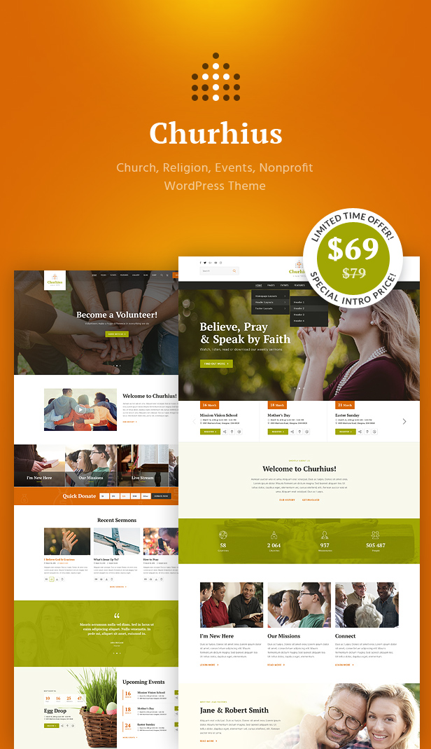 Churhius - Church Religion WordPress Theme - 1