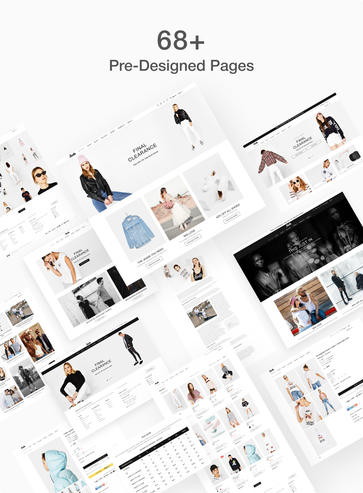 68+ pre designed pages for Shella Shopify theme