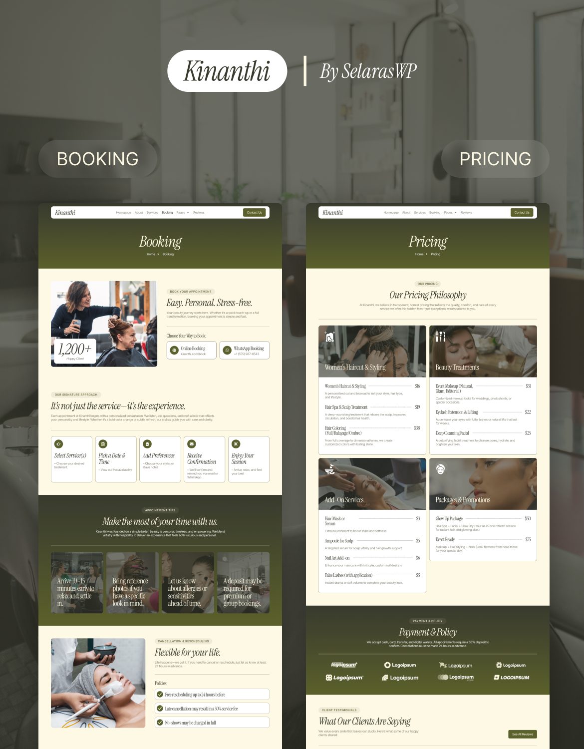 Kinanthi - Hair Stylist & Beauty Salon Elementor Template Kit - 3