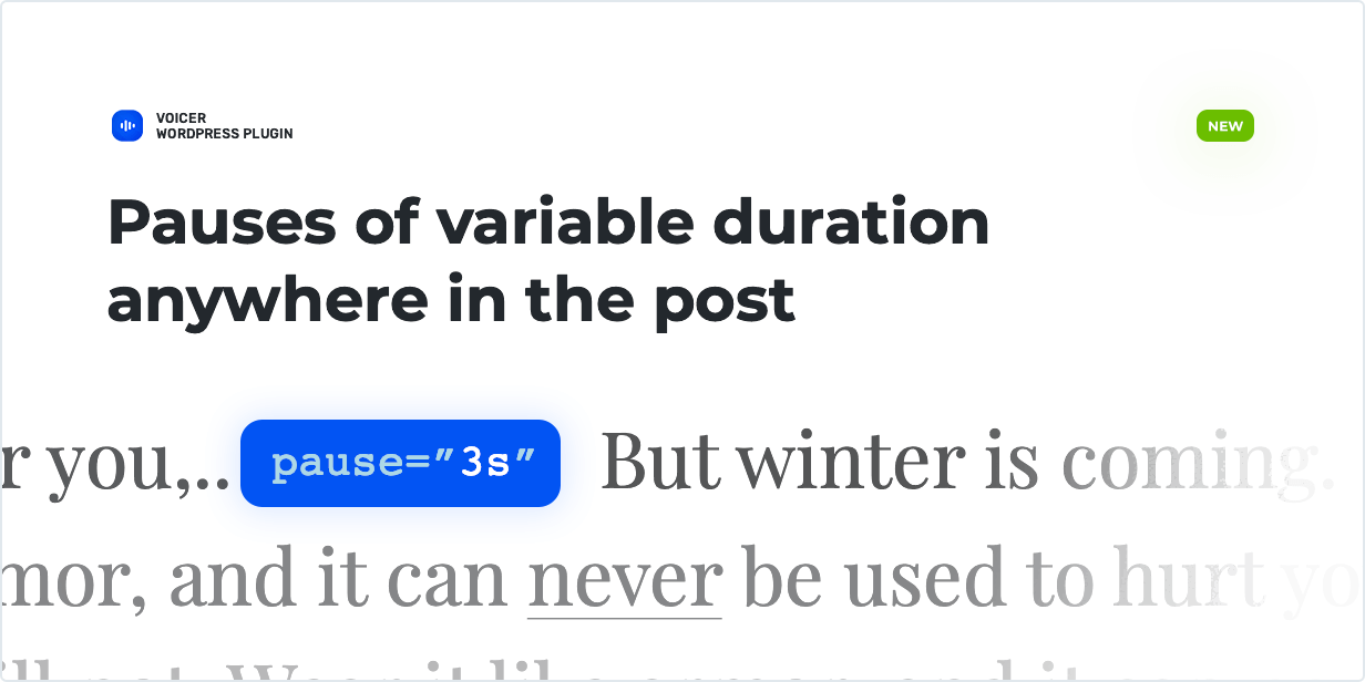 Pauses of variable duration anywhere in the post