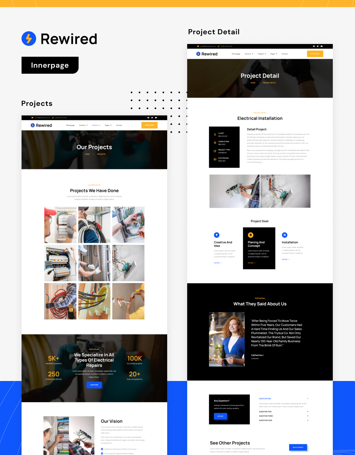 Rewired | Electrical Installation & Maintenance Services Elementor Template Kit - 4