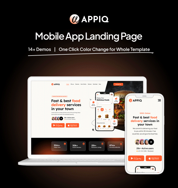 APPIQ - Mobile App Landing Page Responsive HTML Template - 2