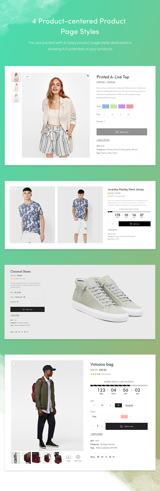 fashion theme for wordpress 2018 - product page style