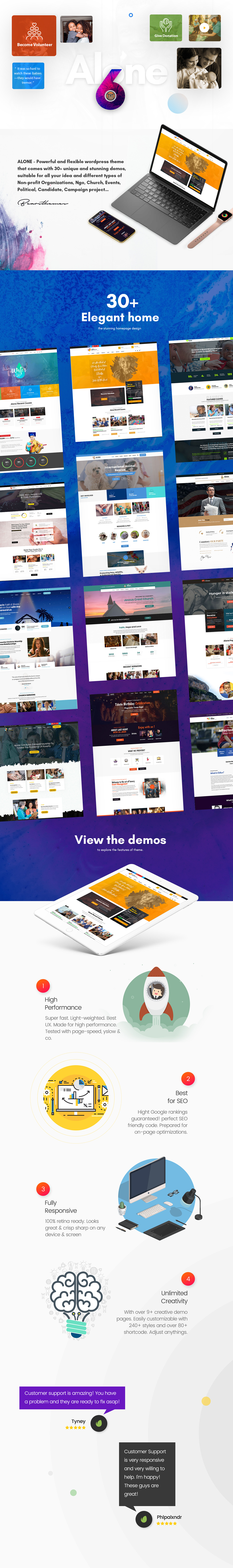 Alone – Charity Multipurpose Non-profit WordPress Theme - 1