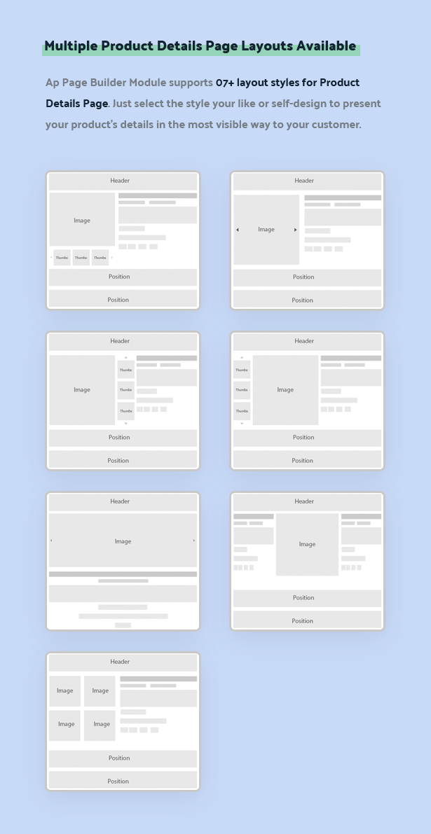 multiple product details page layouts available