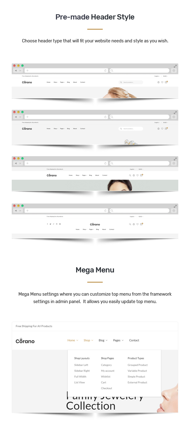 Corano - Jewellery Theme for WooCommerce WordPress