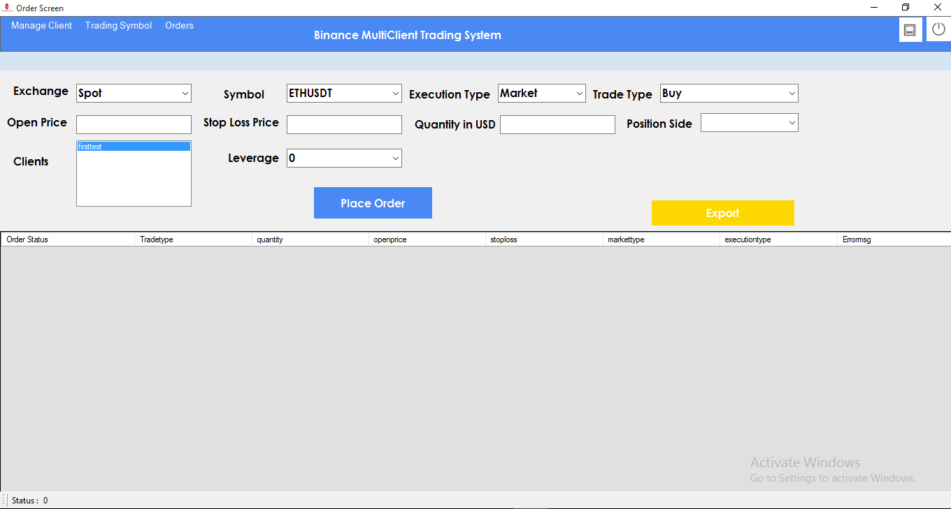 Binance MultiClient Trading Software - 1