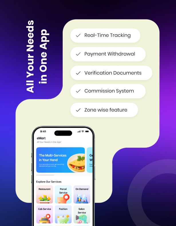 eMart | Multivendor Food, On-demand, eCommerce, Parcel, Taxi Booking, Car Rent App with Admin & Web - 24