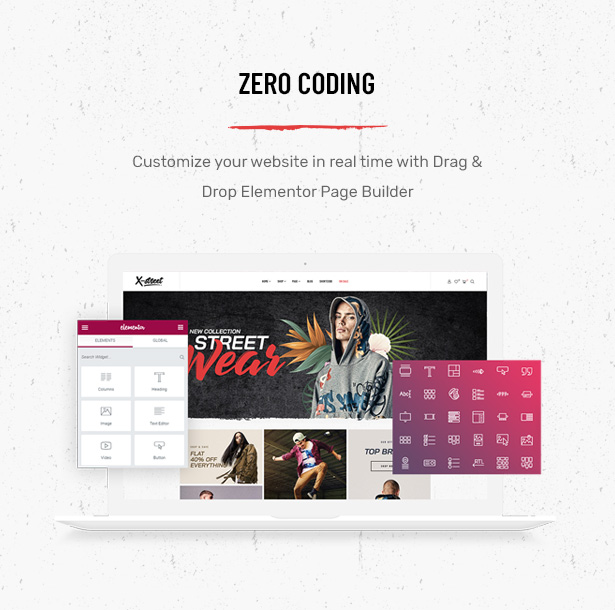 Striz Fashion Ecommerce WordPress Theme Construído com o construtor de páginas Elementor