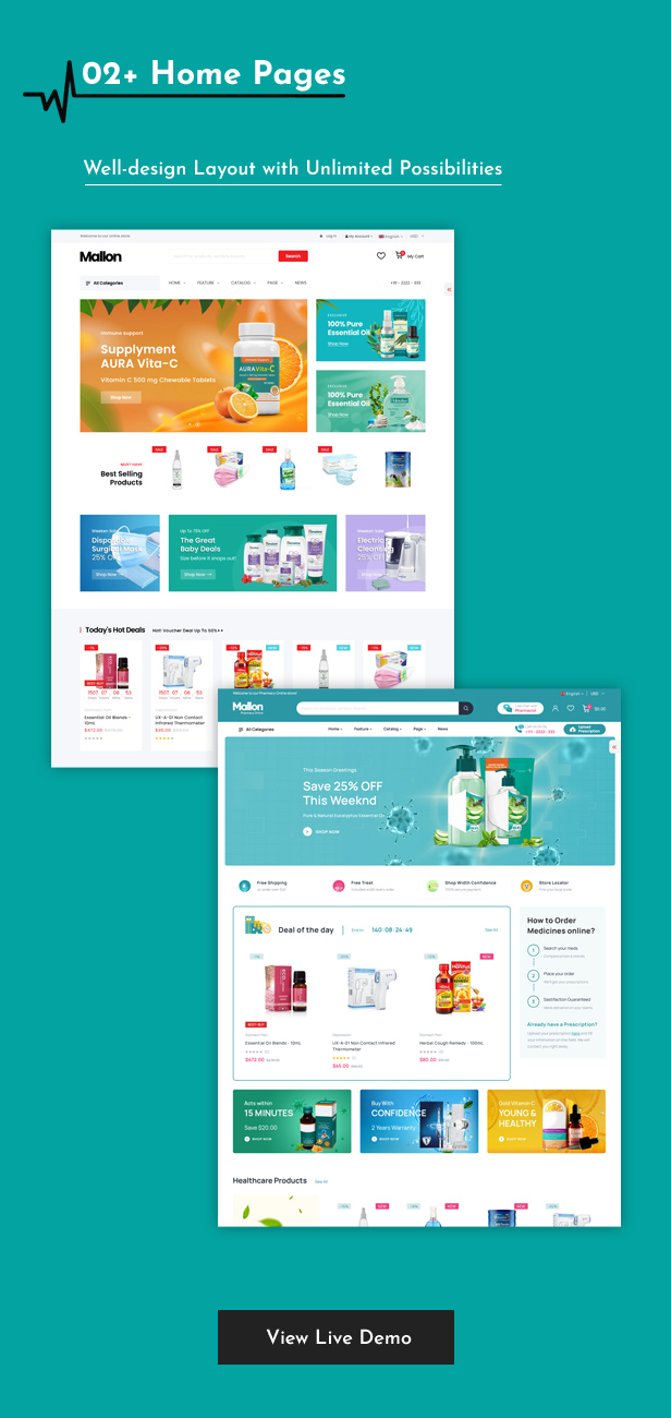 Mallon - Medical Store, Health Shop eCommerce Shopify Theme