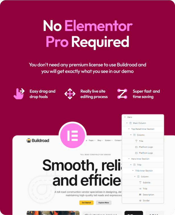 Buildroad - Urban Planning & Toll Contractor Elementor Template Kit - 2