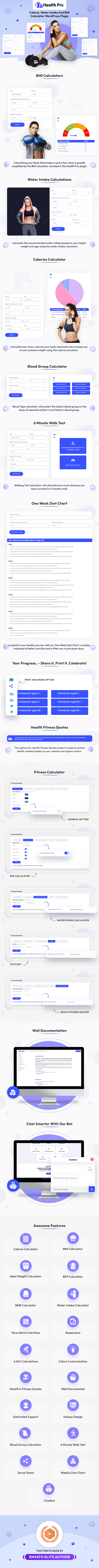 Health Pro - Calorie, Water Intake, BMI Calculator with AI Chatbot Assistant WordPress Plugin - 1