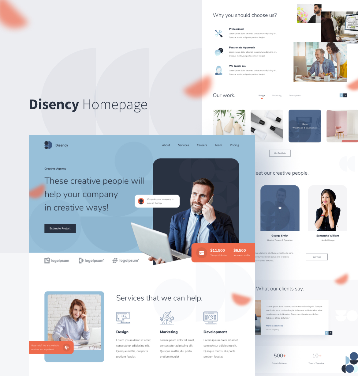 Disency | Startup & Business Web UI Kit for Adobe XD - 1