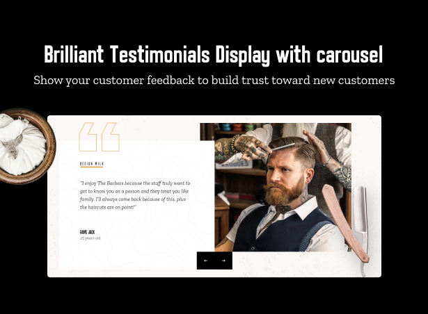 Brilliant Testimonials Display with carousel