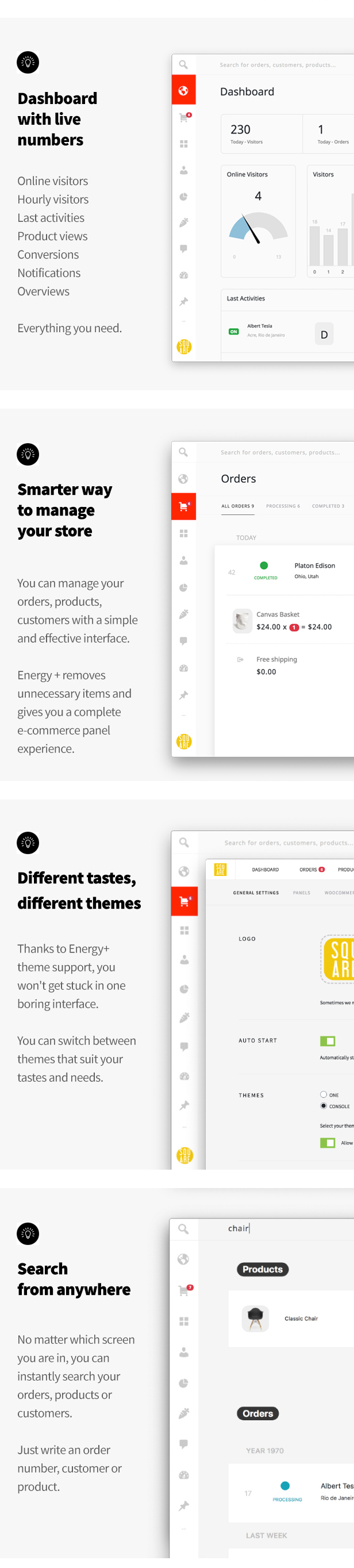 Energy+ Um belo painel de administração para WooCommerce