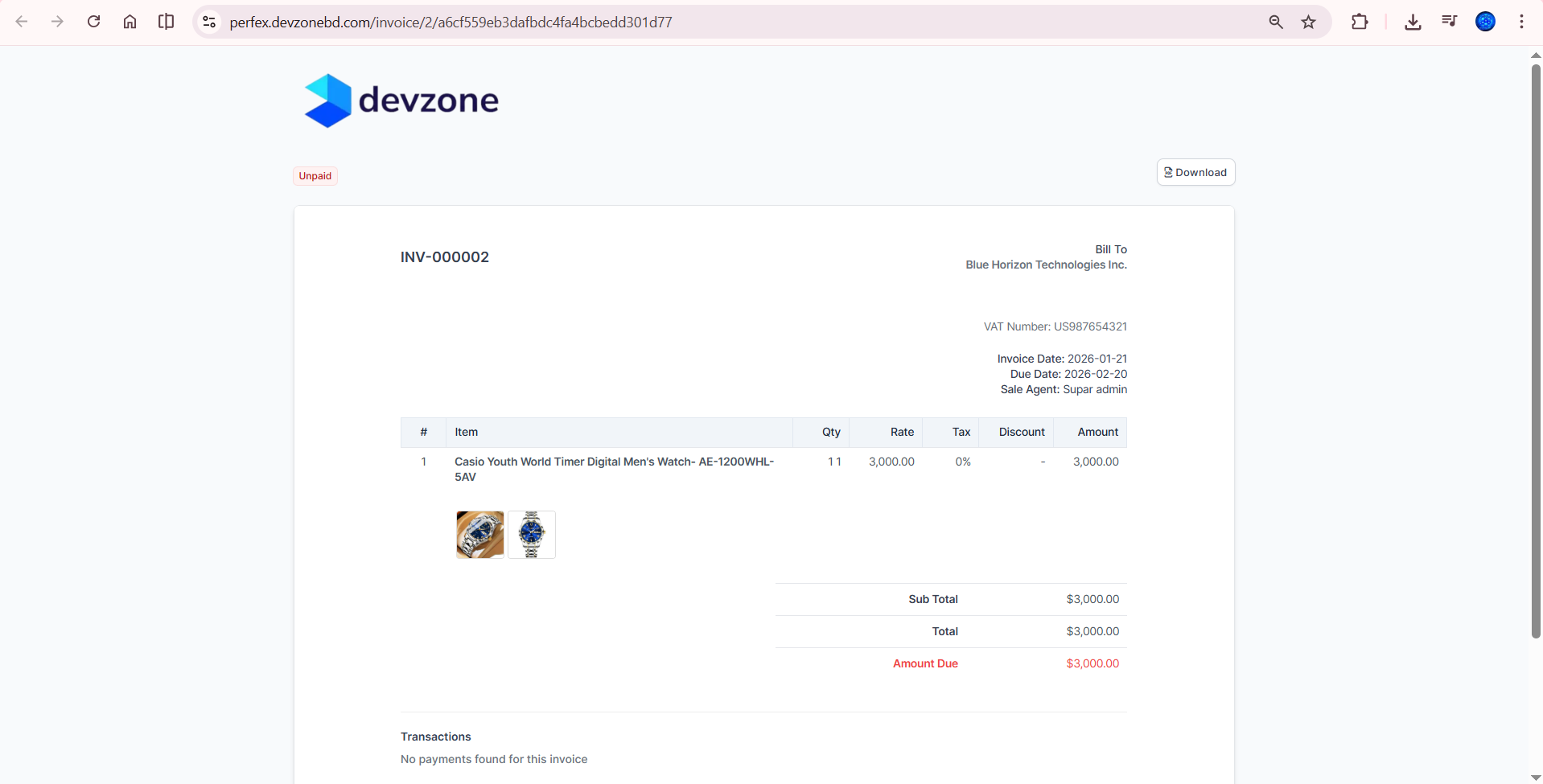 View Invoice as Customer