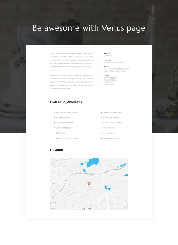 Taysta - wedding planner wordpress theme - Venus page for details of events