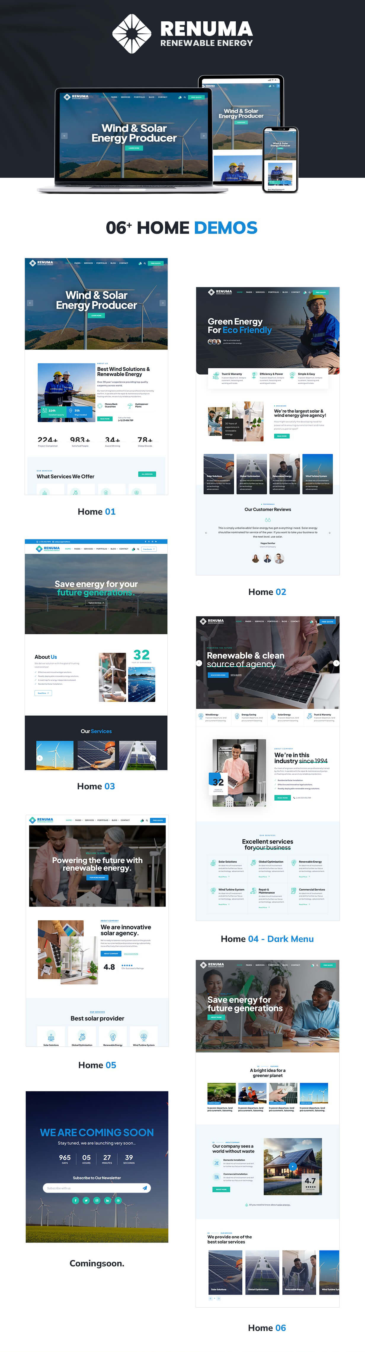 Renuma - Wind & Solar Energy WordPress Theme