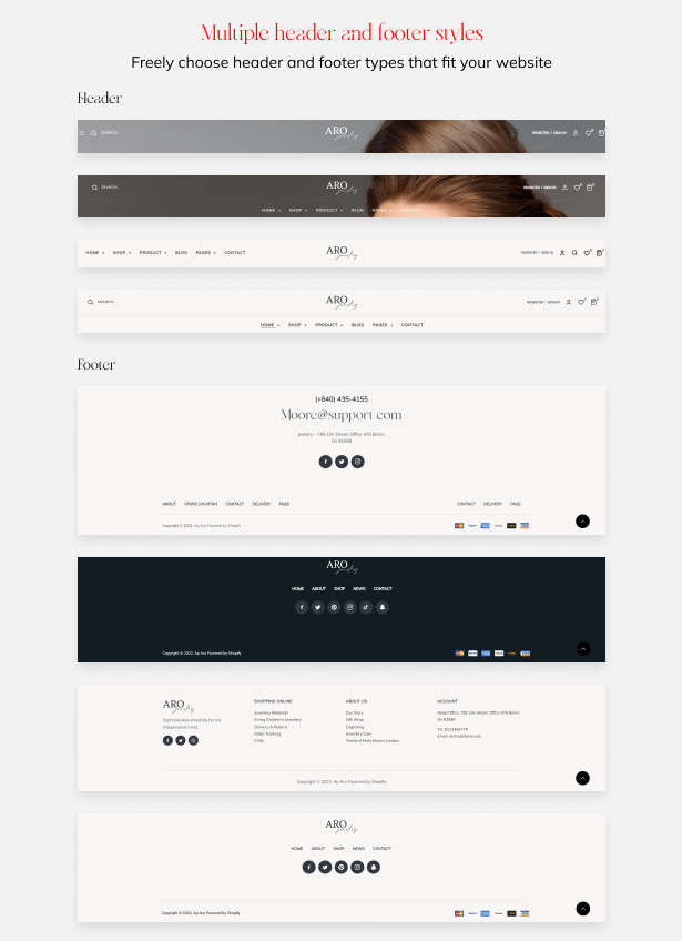 Multiple header and footer styles