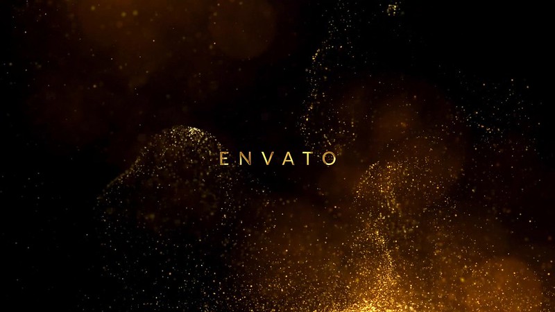 4K golden particles swirls on the black background with bokeh and starglow glitter video