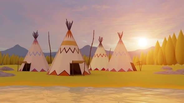 Cartoon Red Indian Village Loop by Arsenal_fx | VideoHive