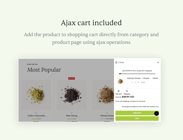 Ajax cart included