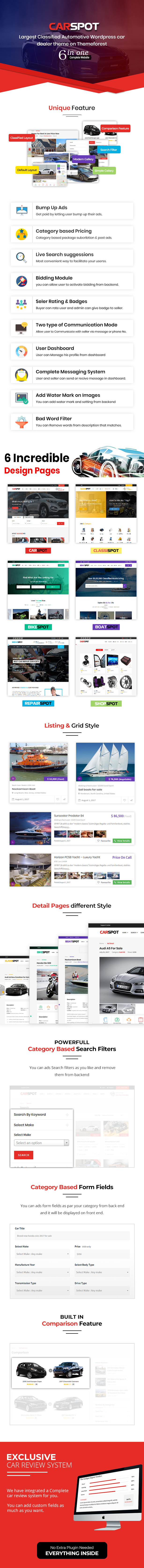6 in 1 car dealer theme features