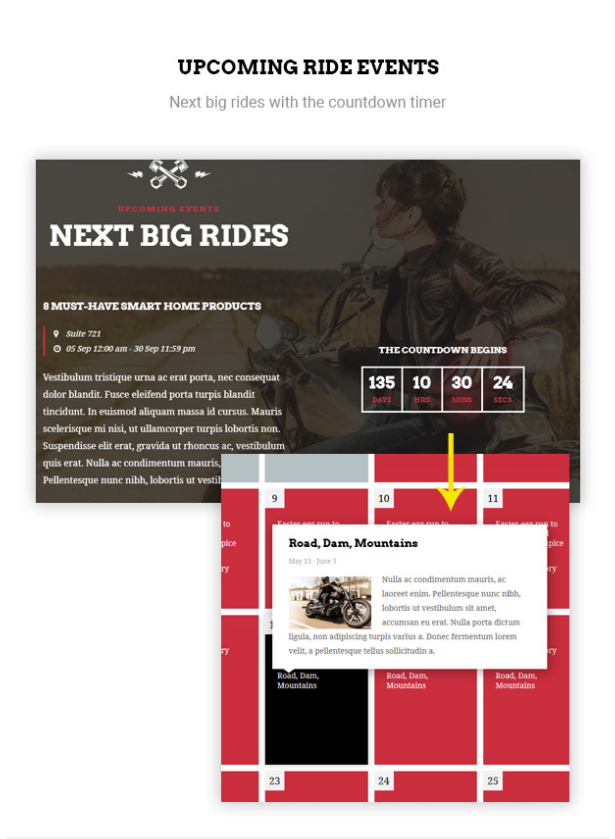 upcoming rides in Bikersclub Motorcycle WordPress Theme