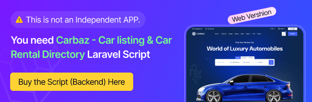 Carbaz - Car listing & Car Rental Directory Flutter App