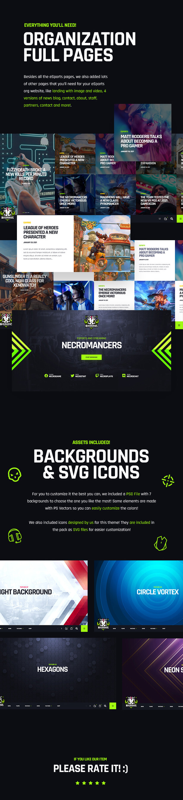 Necromancers - eSports & Gaming Team WordPress Theme - Features