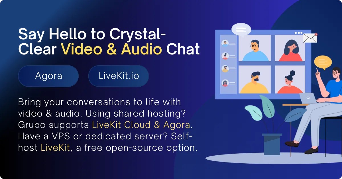 HD video, crystal-clear audio, and group chat features in PHP chat script by BaeVox