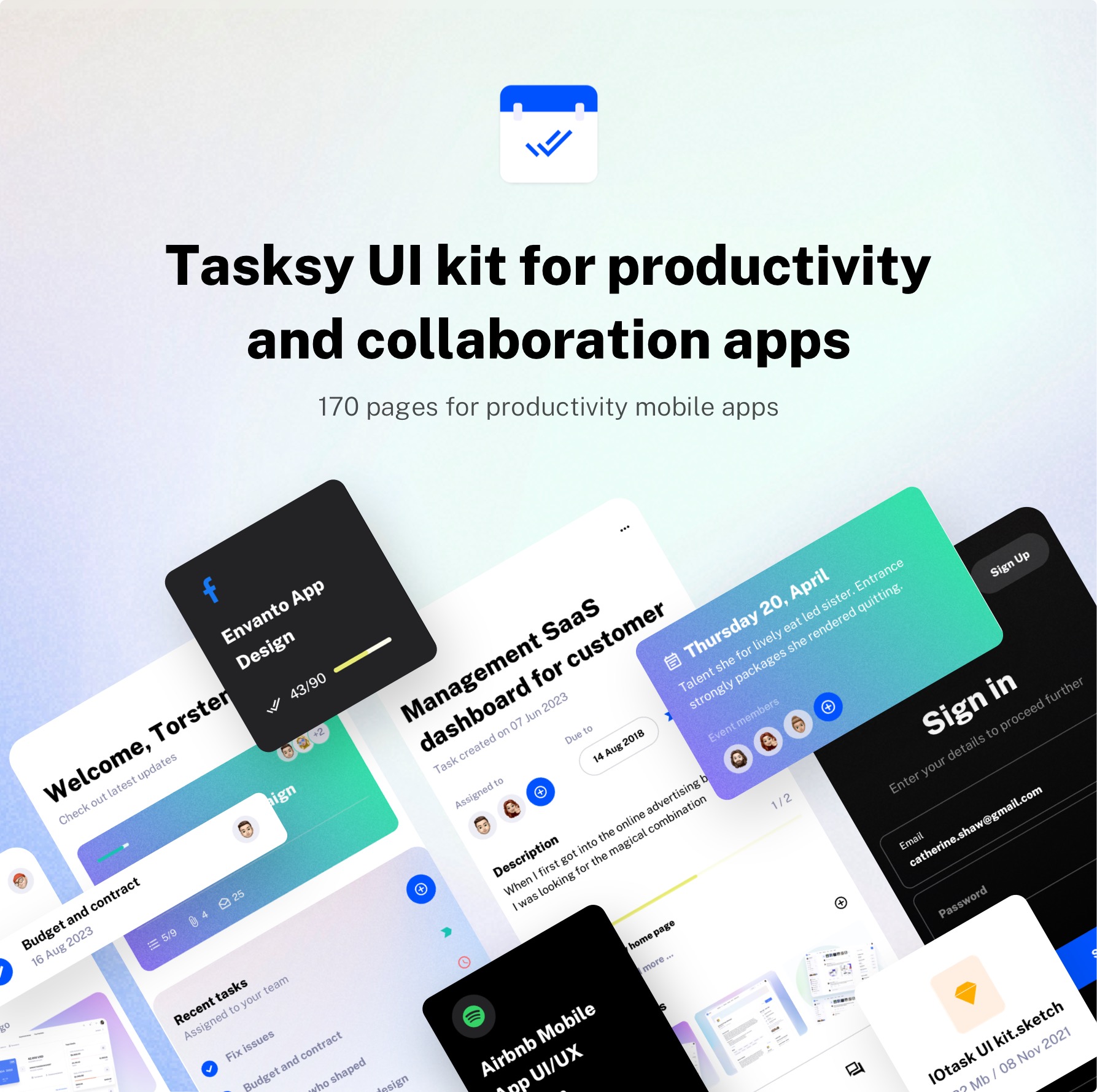 Tasksy -  UI kit for Productivity Mobile Apps - 2