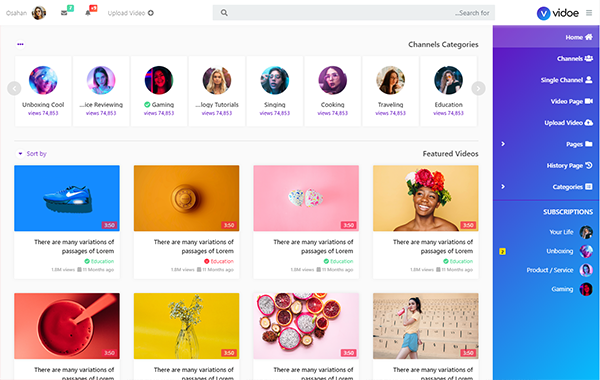 VIDOE - Video Streaming Website HTML, React Template