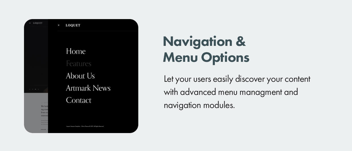 Navigation and menu options