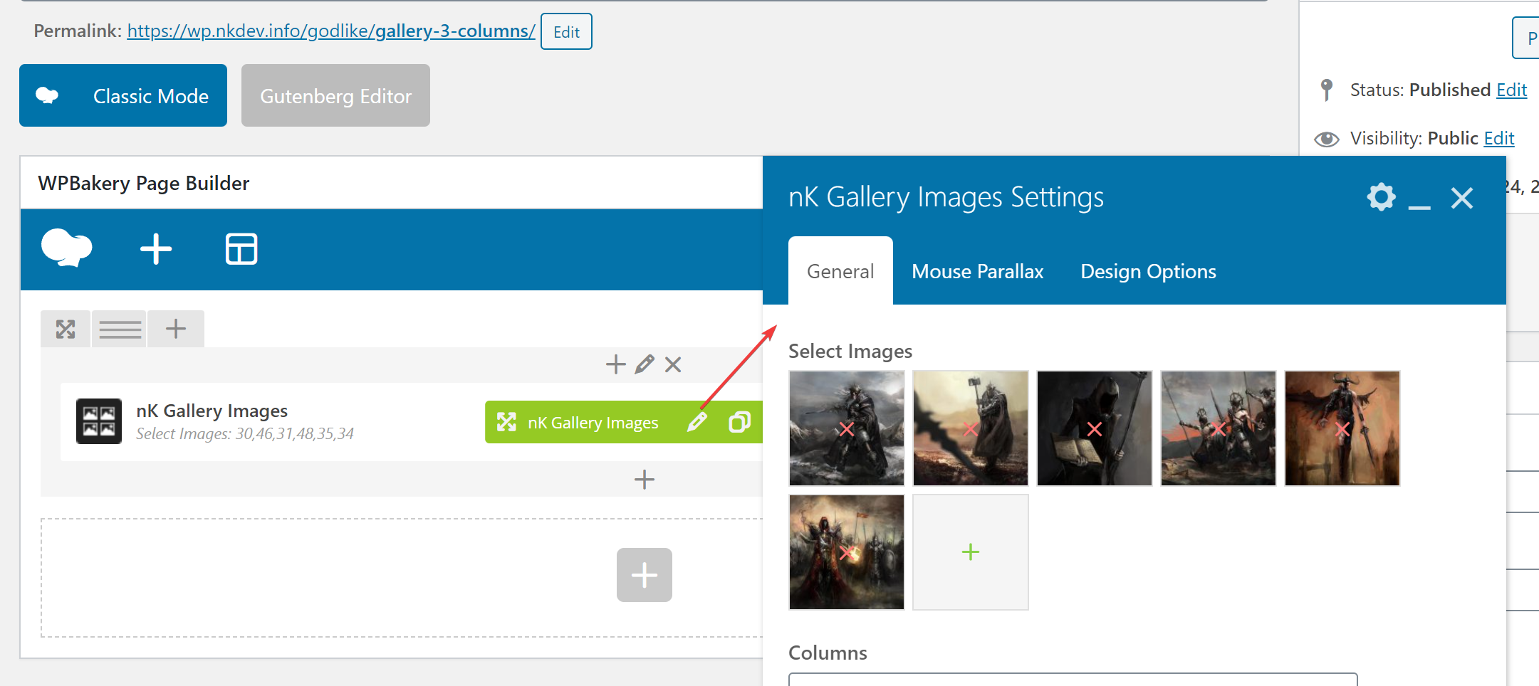 photo gallery settings