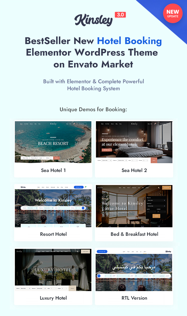 Kinsley - Hotel Booking WordPress Theme