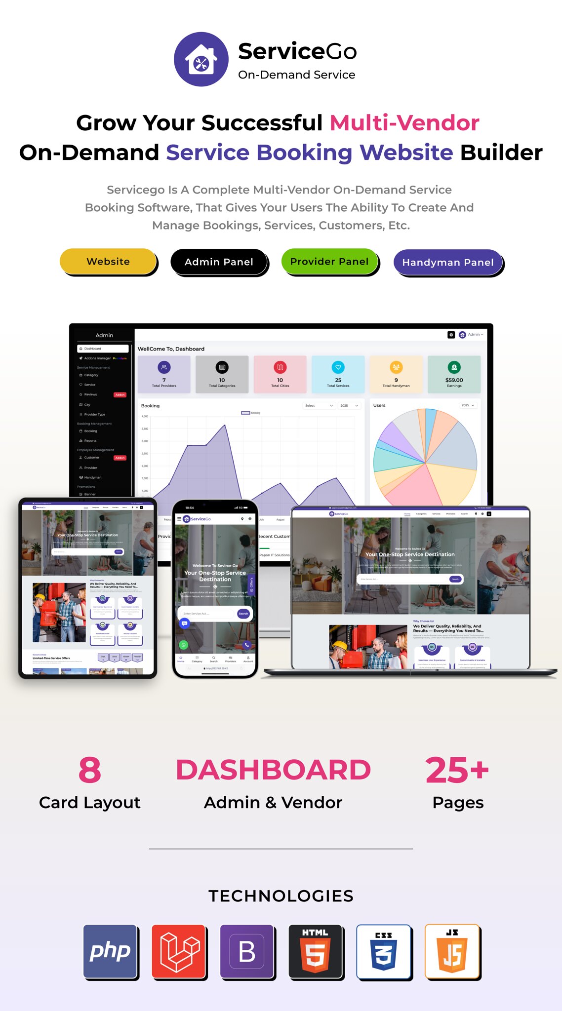 ServiceGo - Multi Vendor On-Demand Service & Handyman Booking Marketplace