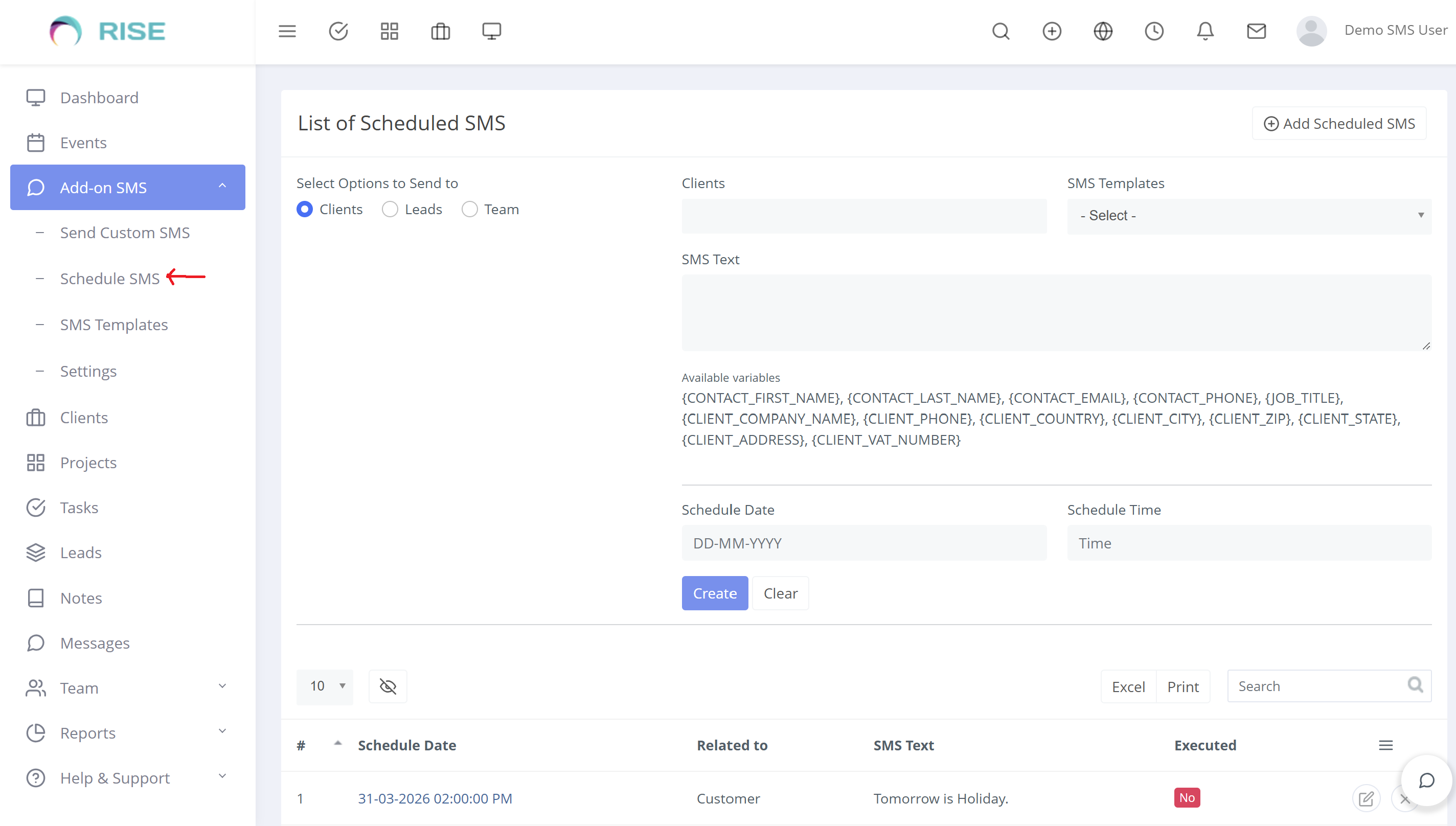 Add-on SMS Manager Plugin for Rise CRM - 3
