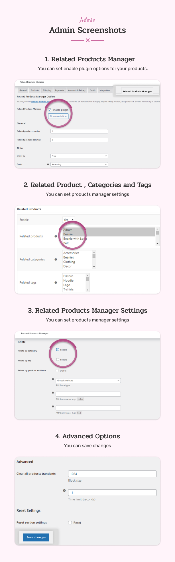 Admin Screenshots - Related Products Manager Pro for WooCommerce