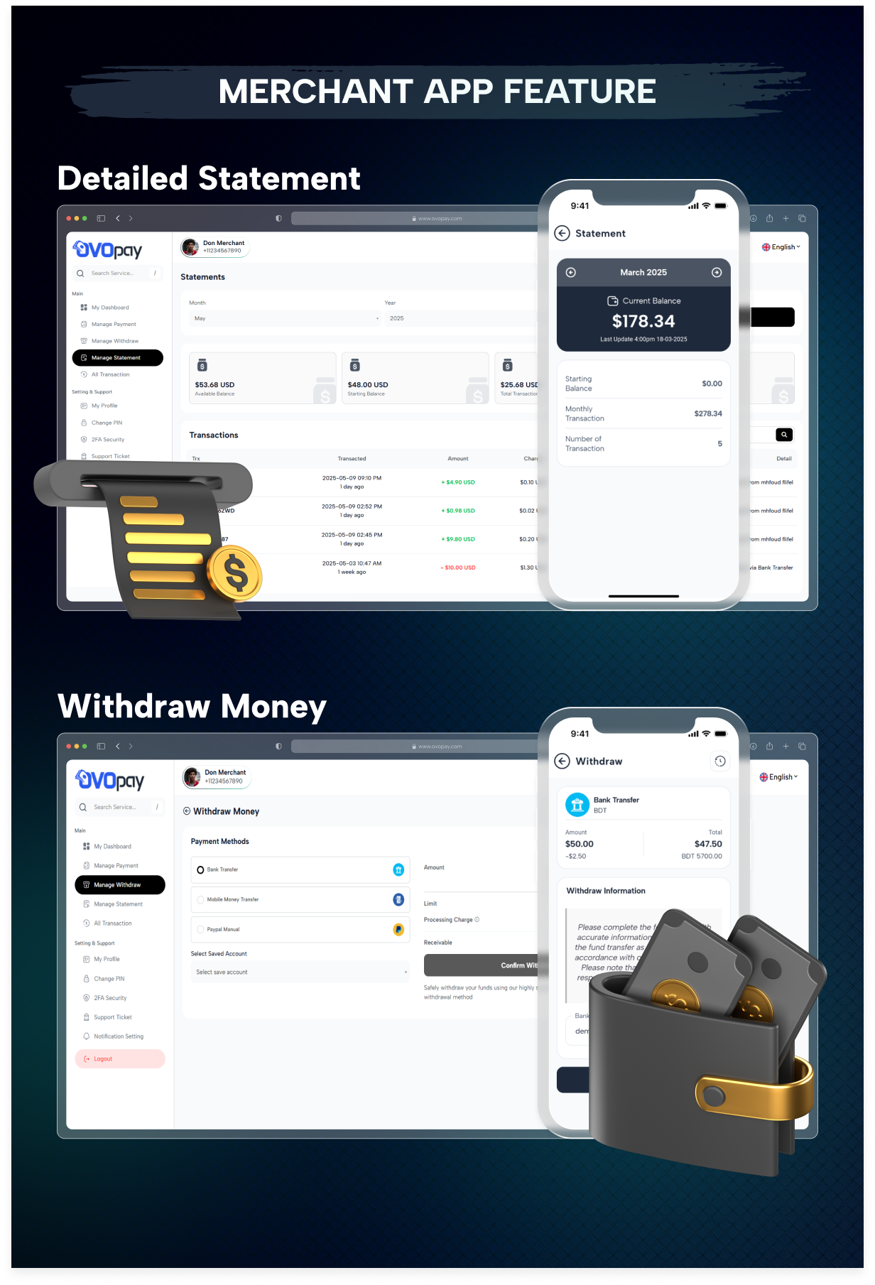 OvoPay - Complete Cross Platform MFS Solution | User, Agent & Merchant Apps with Web | Admin Panel - 4