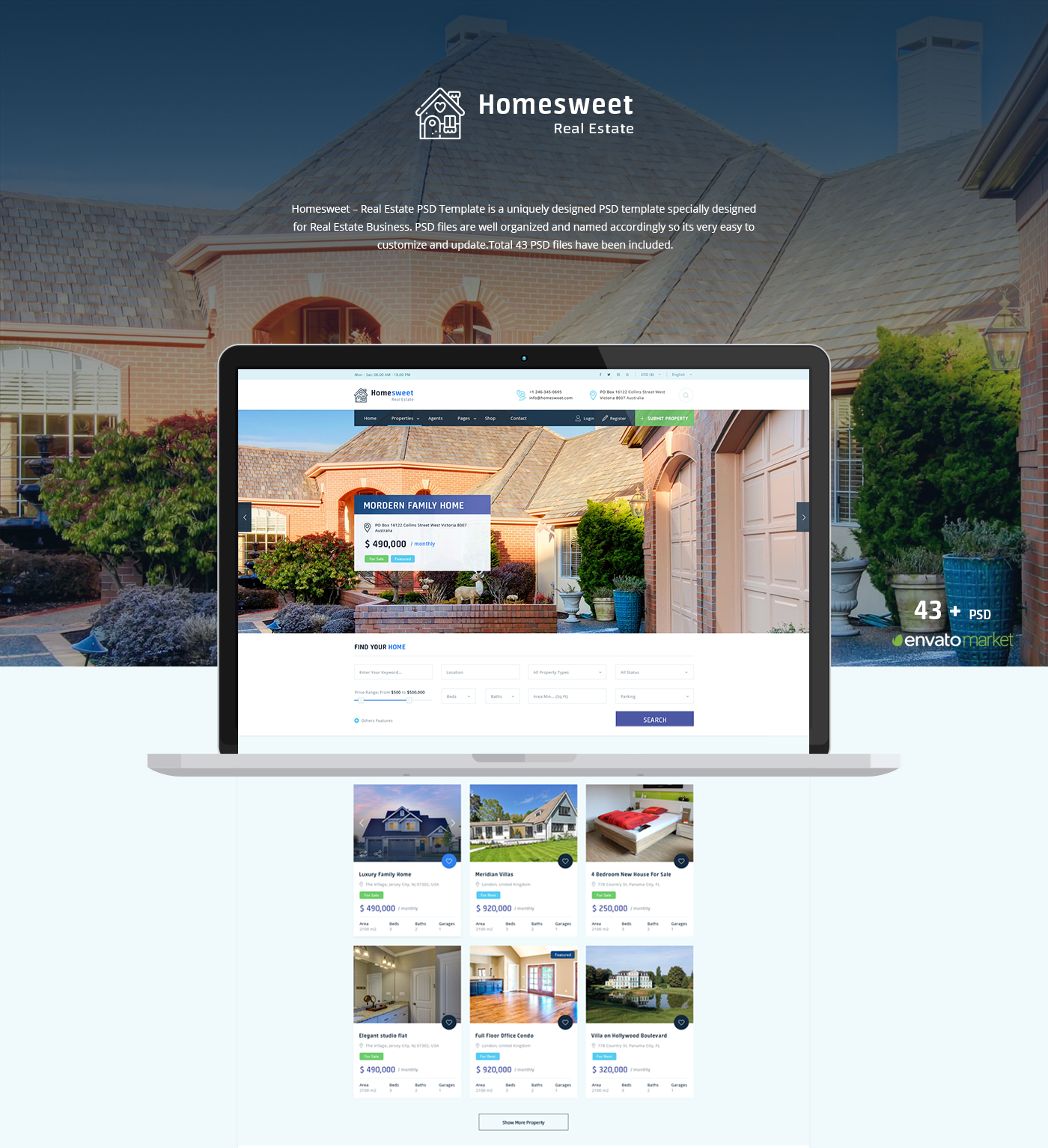Homesweet - Real Estate PSD Template - 1