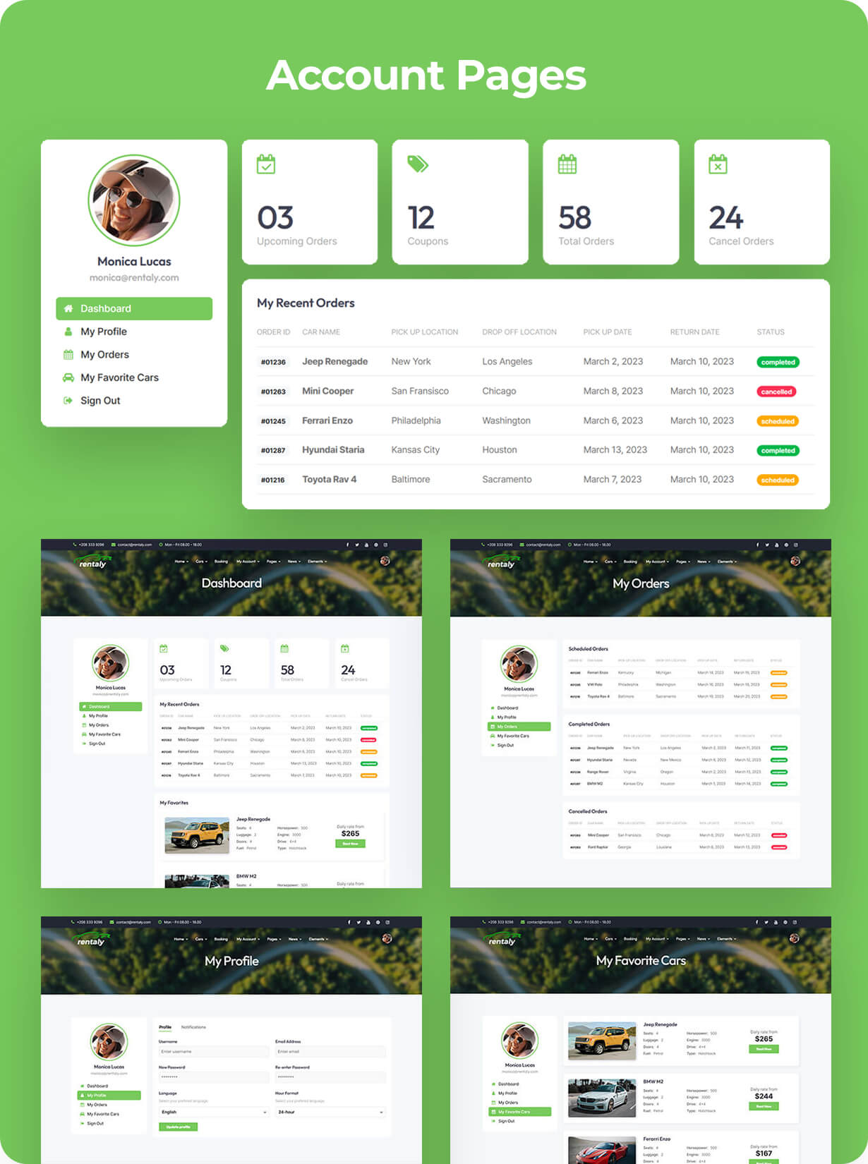 Rentaly - Car Rental Website Template with RTL Support