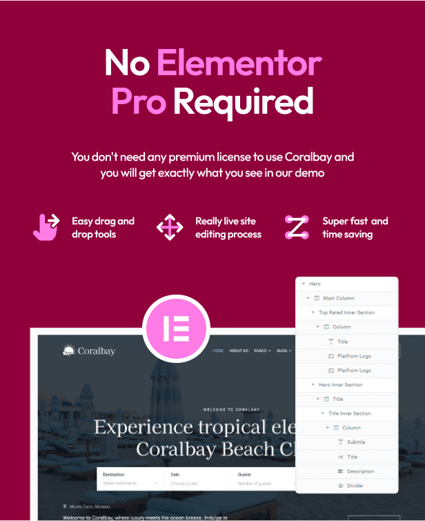 Coralbay - Beach Club Lounge Bar & Resort Elementor Template Kit - 2